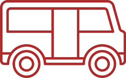 Red caravan bus icon