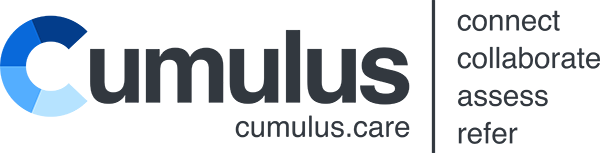 Cumulus Logo - Dark gray sans-serif type with blue circular icon to left