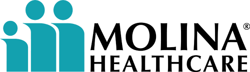 Molina Healthcare Logo - Black sans-serif type with turquoise people icon to left